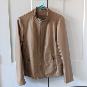 Faux leather tan short jacket